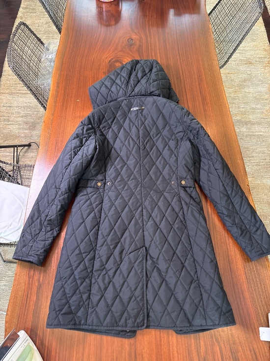 Lauren Ralph Lauren Quilted Hooded Coat — Black Size Small - Picture 8 of 8